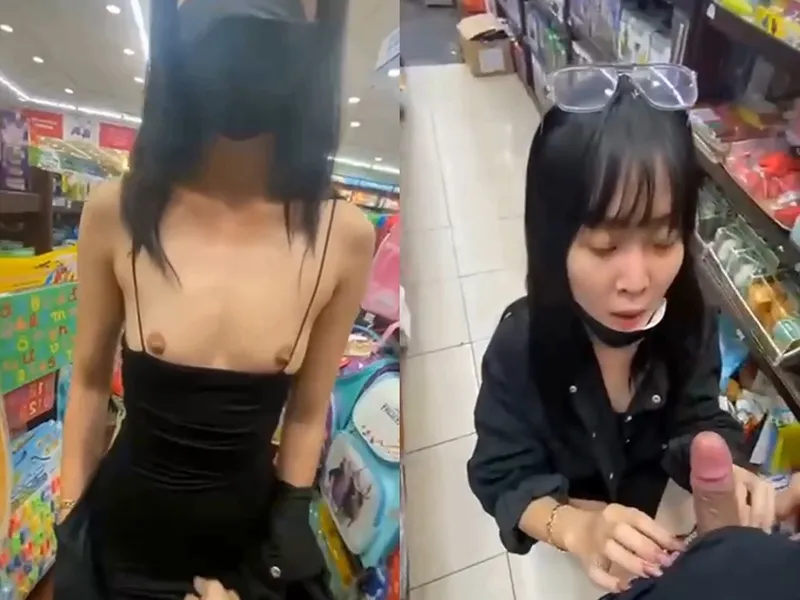 đi nhà sách em mặc mỗi cái quần lót còn đòi anh mút cặc p1